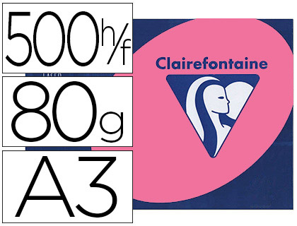 Papier couleur clairefontaine trophée multifonction a3 80g/m2 couleurs intenses rose fuchsia paquet 500 feuilles