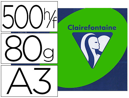 Papier couleur clairefontaine trophée multifonction a3 80g/m2 couleurs intenses vert menthe paquet 500 feuilles
