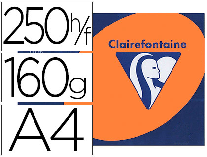 Papier couleur clairefontaine trophée multifonction a4 160g/m2 couleurs intenses orange vif paquet 250 feuilles