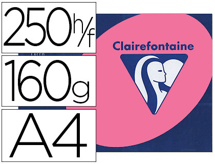 Papier couleur clairefontaine trophée multifonction a4 160g/m2 couleurs intenses rose fuchsia paquet 250 feuilles