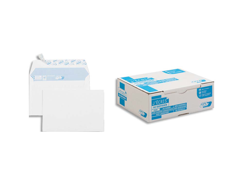 Enveloppe gpv c6 114x162mm 90g adhésive fermeture rapide sécurisée définitive blanche boîte 500 unités