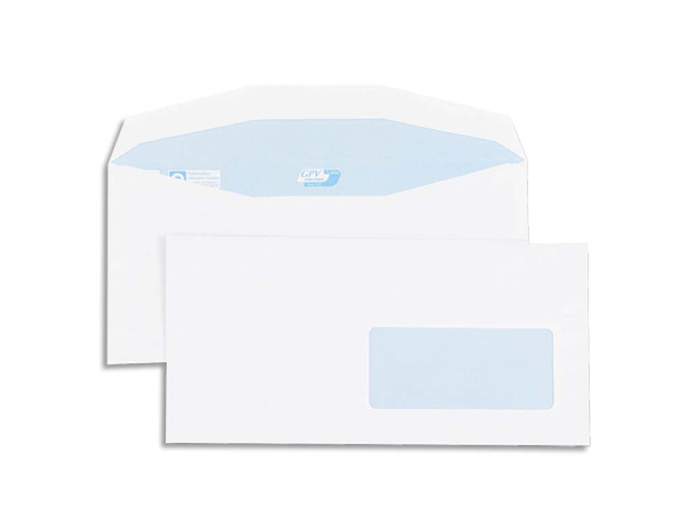 Enveloppe gpv multimachine 114x229mm 80g gommée fenêtre 45x100mm position fenêtre 20/20 boîte 1000 unités