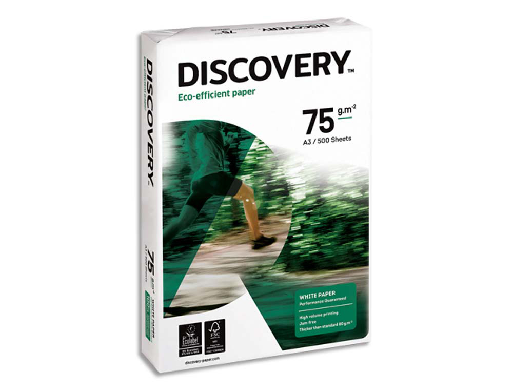 Papier discovery multifonction grand volume sans bourrage a3 75g/m2 blancheur 161 opacité 92 rigidité 100 500 feuilles