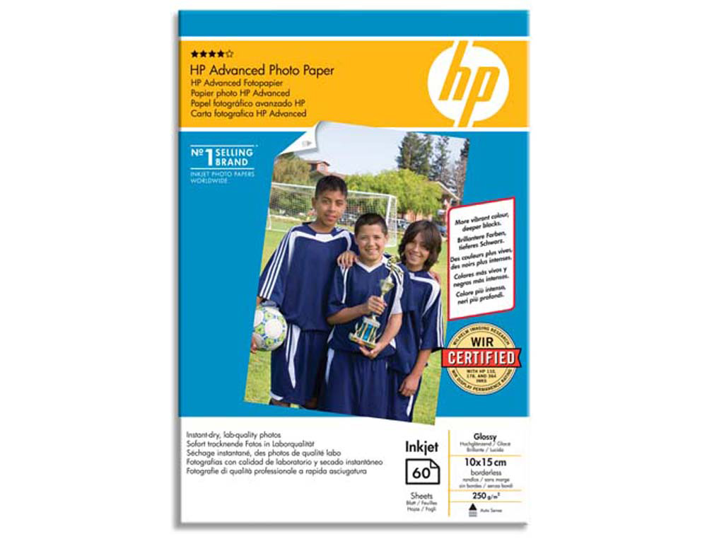 Papier photo hp advanced jet d'encre glacé brillant longévité des couleurs a4 250g/m2 paquet 25 feuilles