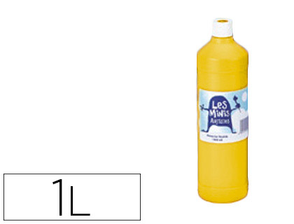 Gouache mini artistes économique ultra-lavable prête à l'emploi épaisse onctueuse coloris jaune flacon 1000ml