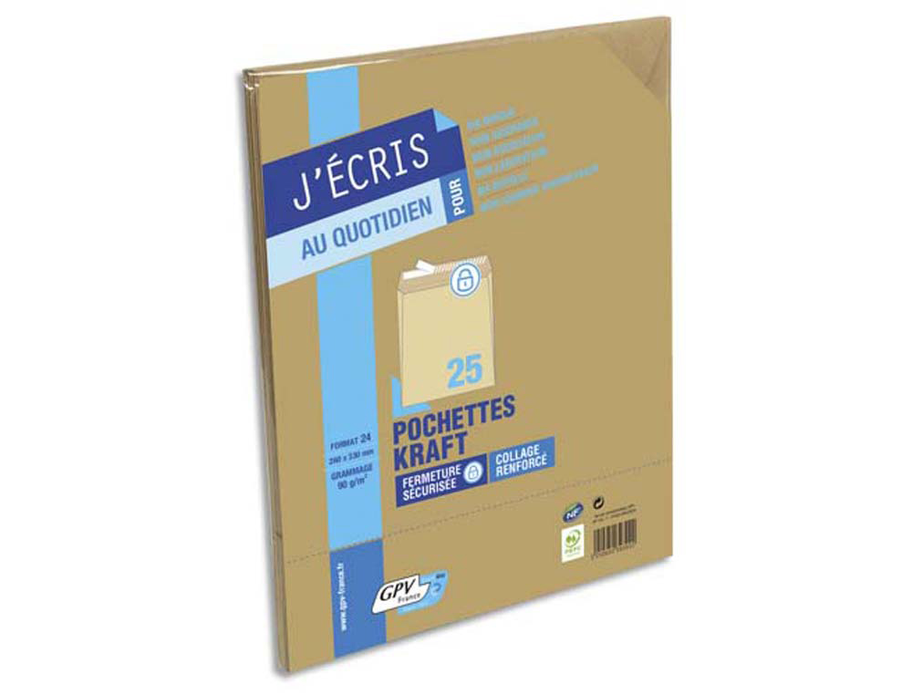 Pochette kraft gpv adhésive économique 24 260x330mm 90g sachet 25 unités