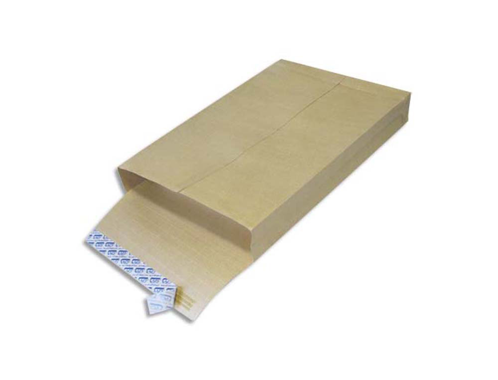 Pochette kraft armé 120g adhésive économique 24 260x330mm soufflets latéraux 30mm boîte 125 unités