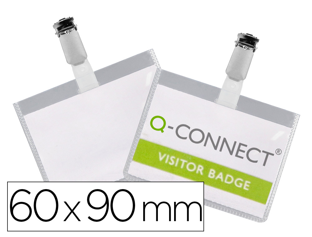 Badge q-connect pvc clip bristol blanc idéal conférences réunions réceptions 90x60mm