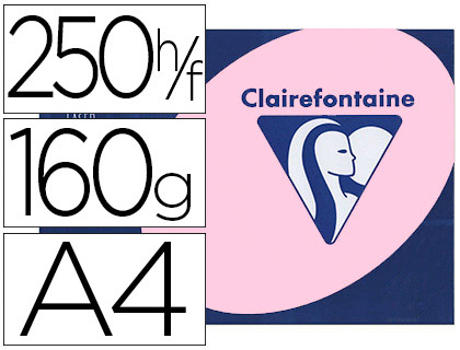 Papier couleur clairefontaine trophée multifonction a4 160g/m2 rose pastel paquet 250 feuilles