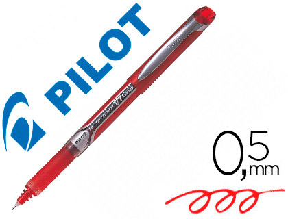 Stylo pilot v7 grip écriture moyenne 0.5mm clip métal grip préhension niveau encre liquide visible 1600m écriture rouge