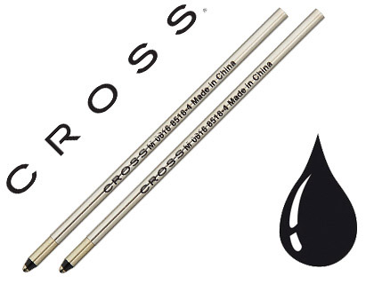 Recharge cross stylo-bille cross internationale largeur moyenne coloris noir blister 2 unités