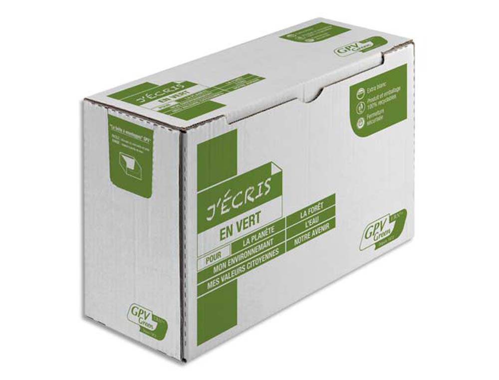 Enveloppe gpv green dl 110x220mm 80g adhésive recyclée extra blanche boîte 500 unités