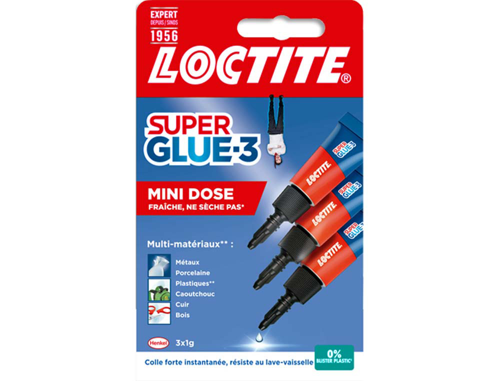 Colle rapide loctite super glue liquide 3x1g super puissante séchage rapide multi-matériaux anti-séchage pack 3 tubes 1g