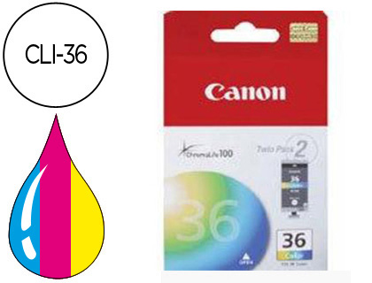 Cartouche d'encre original canon cli-36 cyan/magenta/jaune pack 3 couleur