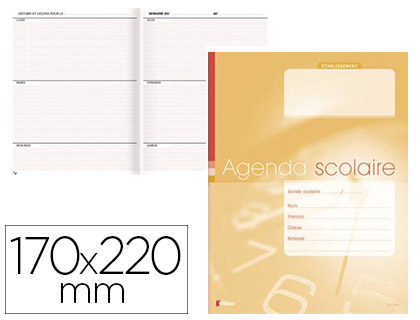 Agenda scolaire éditions fuzeau pour élèves carnet agrafé couverture dossier 250g format 170x220mm
