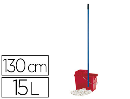 Ensemble balai espagnol complet seau 15l polypropylène essoreuse frange manche métallique