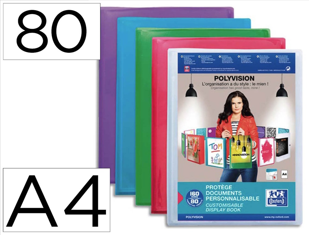 Protège-documents elba polypropylène polyvision 80 pochettes 160 vues 240x315mm documents a4 210x297mm coloris assortis