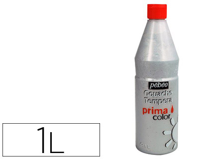 Gouache pébéo primacolor liquide inodore onctueuse application facile coloris argent flacon 1000ml