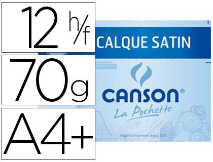 Papier calque canson crayon encre dessin industriel 70/75g a4+ 320x240mm pochette 12f