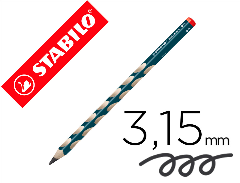 Crayon graphite stabilo easygraph ergonomique triangulaire diamètre 10mm longueur 175mm mine hb 3.15mm droitier