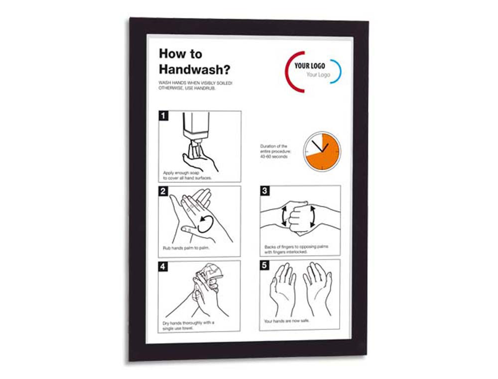 Cadre affichage durable duraframe pochette adhésive a4 magnétique surface adhésive repositionnable a4 noir sachet 2u