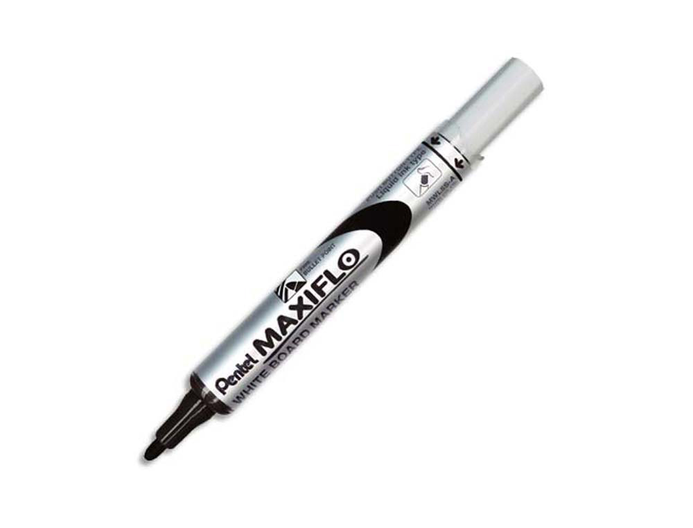 Marqueur pentel maxiflo effaçable tableau blanc pointe conique tracé 1,6mm écriture 1000m corps plastique recyclé noir