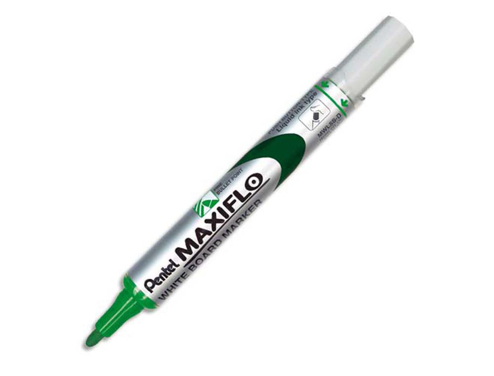 Marqueur pentel maxiflo effaçable tableau blanc pointe conique tracé 1,6mm écriture 1000m corps plastique recyclé vert