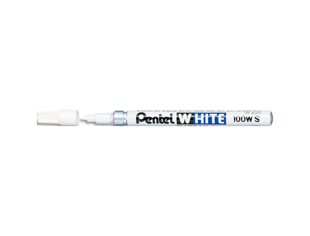 Marqueur pentel peinture pointe conique fine trait 1.3mm indélébile opaque tous usages tous matériaux coloris blanc
