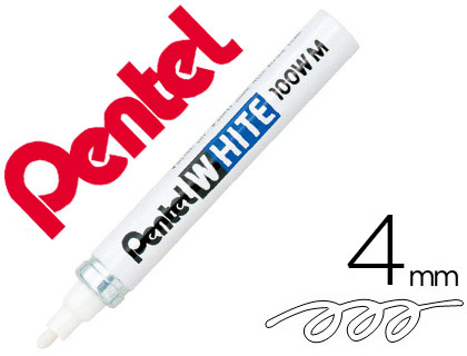 Marqueur pentel peinture pointe conique moyenne 2.5mm indélébile opaque tous usages tous matériaux coloris blanc