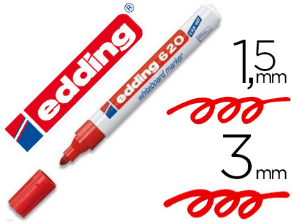 Marqueur edding e620 tableau blanc pointe ogive corps métal encre cap-off effaçable pigmentée faible odeur couleur rouge