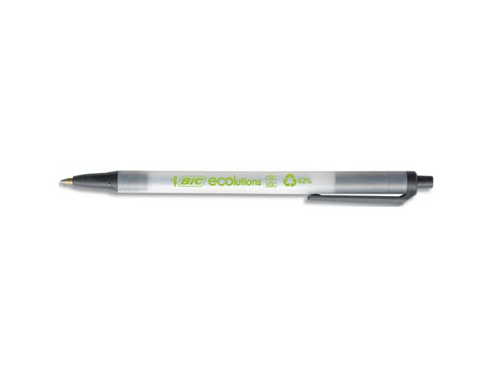 Stylo-bille bic écolutions clic stic recyclé écriture moyenne 0.5mm encre douce rétractable coloris noir
