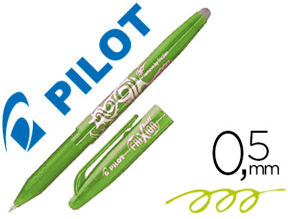 Roller pilot frixion ball écriture moyenne 0.5mm encre effaçable grip préhension rechargeable gomme sertie vert pomme