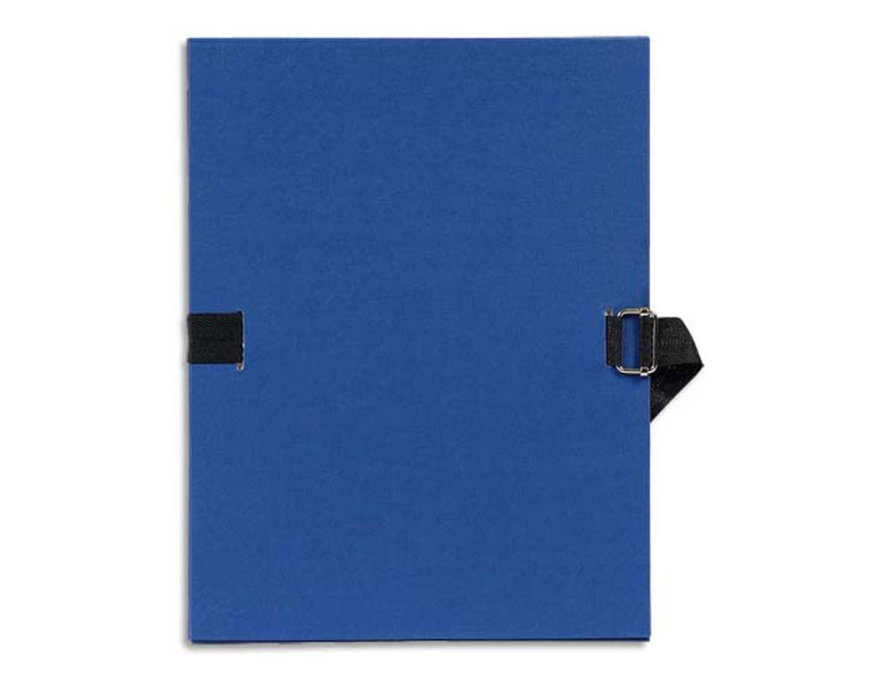 Chemise exacompta carton papier toilé 240x320mm dos extensible 120mm sangle coton boucle crantée coloris marine