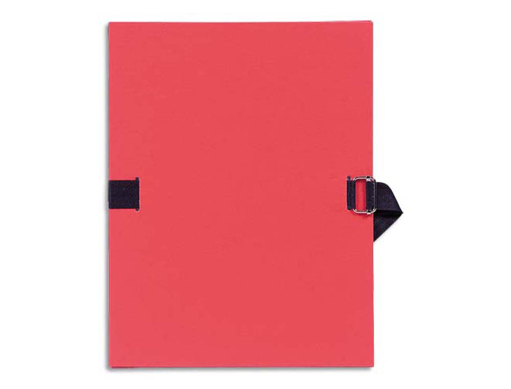 Chemise exacompta carton papier toilé 240x320mm dos extensible 120mm sangle coton boucle crantée coloris rouge