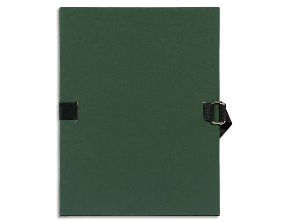 Chemise exacompta carton papier toilé 240x320mm dos extensible 120mm sangle coton boucle crantée coloris vert foncé