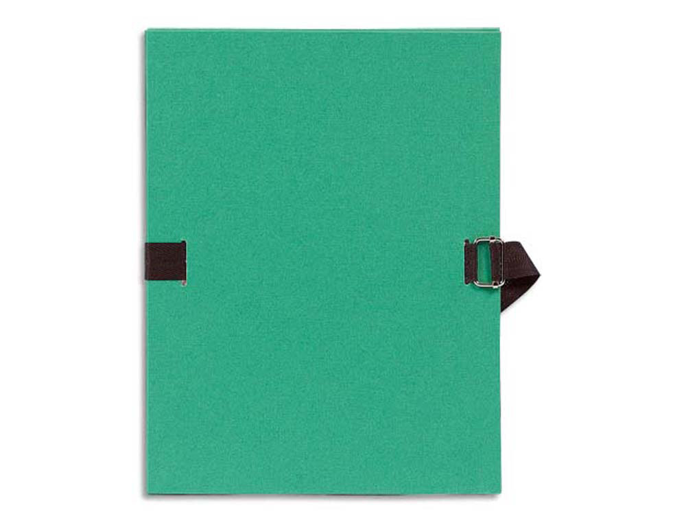 Chemise exacompta carton papier toilé 240x320mm dos extensible 120mm sangle coton boucle crantée coloris vert clair