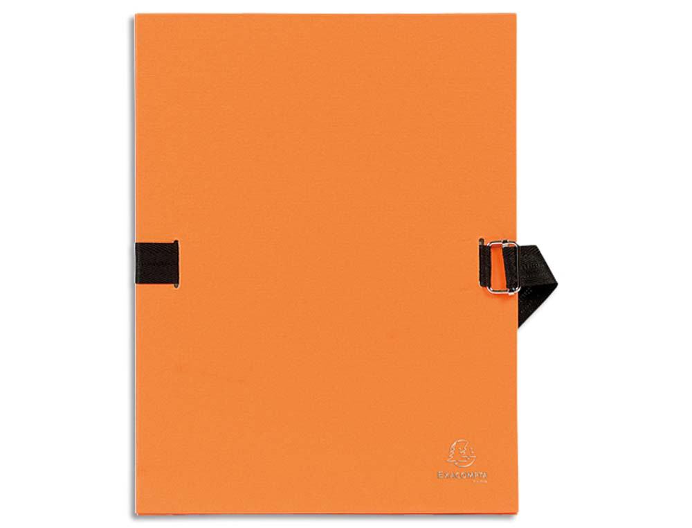 Chemise exacompta carton papier toilé 240x320mm dos extensible 120mm sangle coton boucle crantée coloris orange