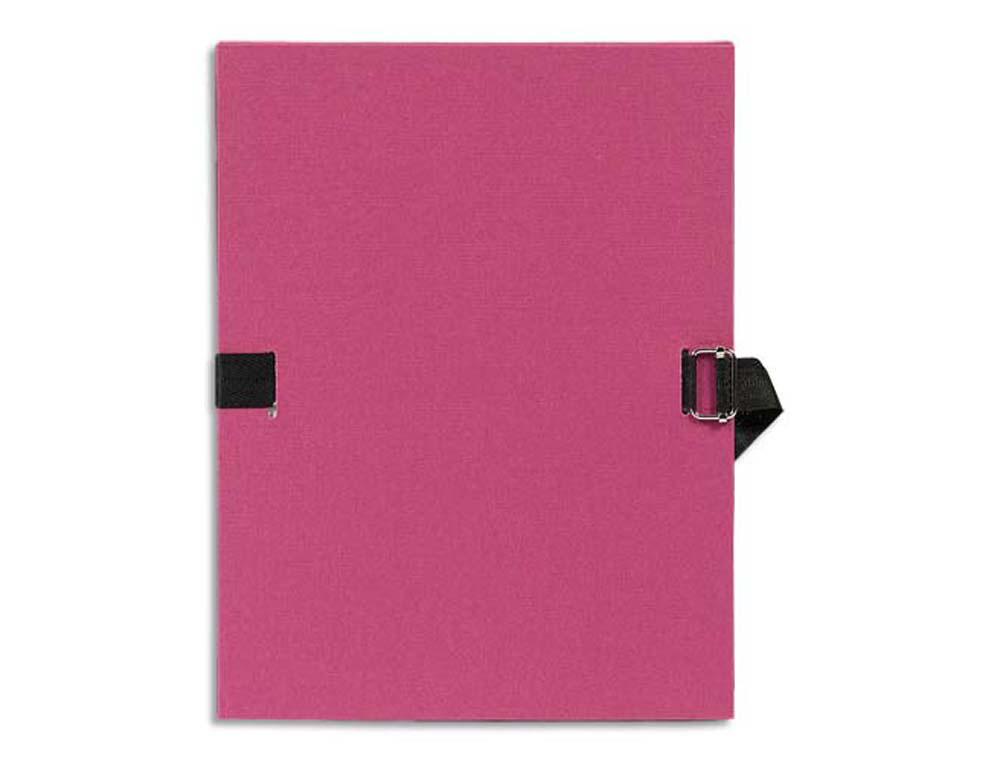 Chemise exacompta carton papier toilé 240x320mm dos extensible 120mm sangle coton boucle crantée coloris bordeaux