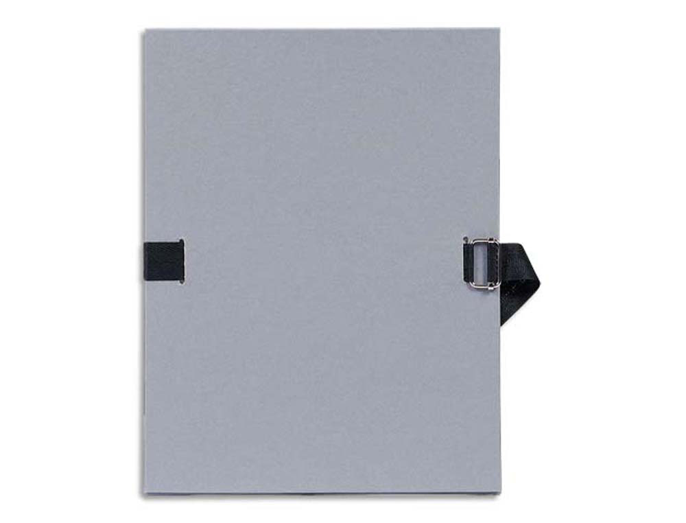 Chemise exacompta carton papier toilé 240x320mm dos extensible 120mm sangle coton boucle crantée coloris gris
