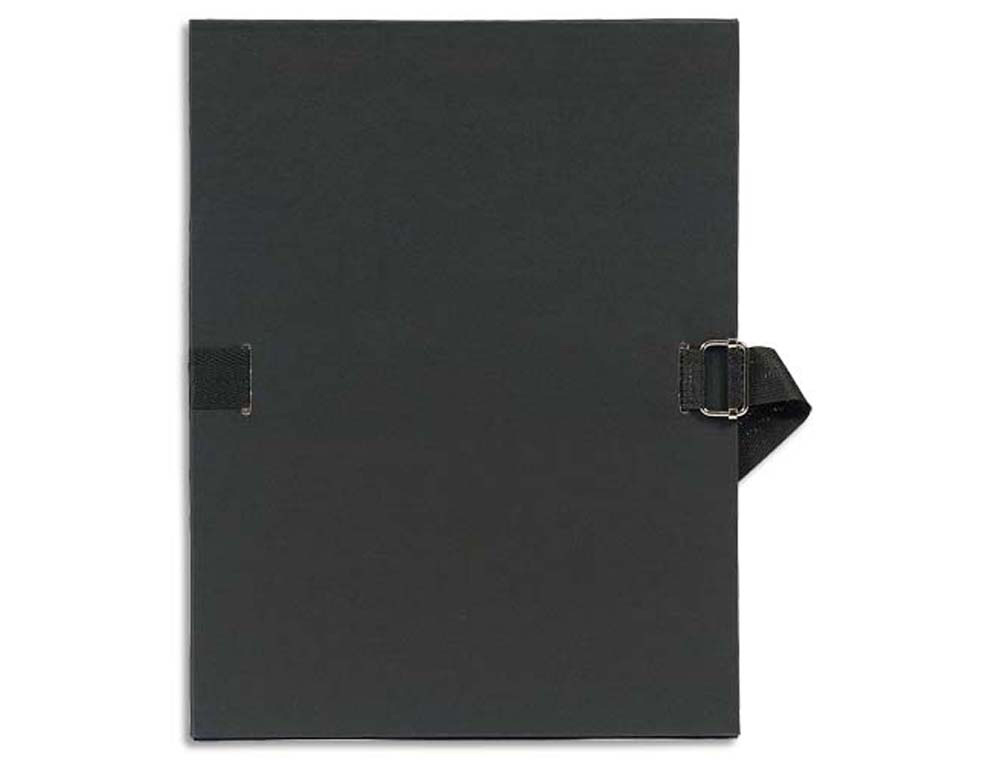Chemise exacompta carton papier toilé 240x320mm dos extensible 120mm sangle coton boucle crantée coloris noir
