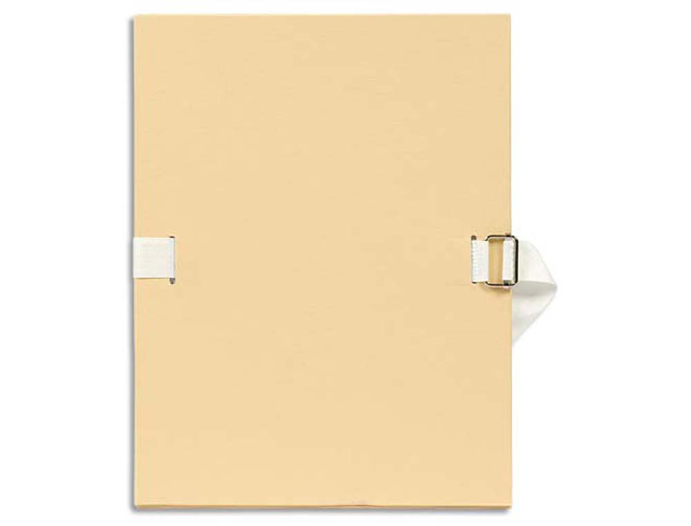Chemise exacompta carton papier toilé 240x320mm dos extensible 120mm sangle coton boucle crantée coloris mastic