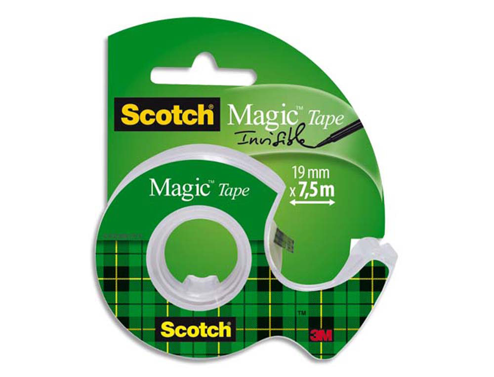 Ruban adhésif invisible scotch magic 810 permet écrire carte photocopie 19mmx7.5m dévidoir