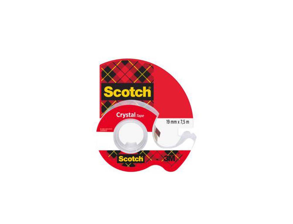 Ruban adhésif scotch crystal transparent dévidoir carte 19mmx7.5m