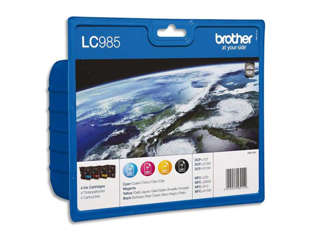 Cartouche d'encre original brother lc985valbp noir/cyan/magenta/jaune pack 4 couleur