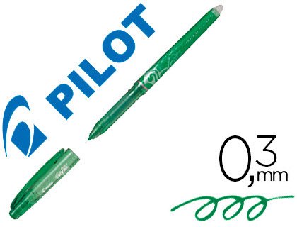 Roller pilot frixion point pointe aiguille 0.3mm encre effaçable grip préhension rechargeable gomme sertie vert