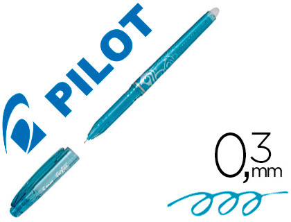Roller pilot frixion point pointe aiguille 0.3mm encre effaçable grip préhension rechargeable gomme sertie turquoise