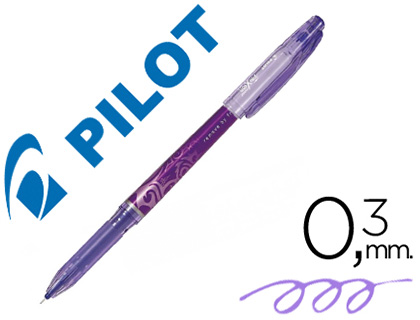Roller pilot frixion point pointe aiguille 0.3mm encre effaçable grip préhension rechargeable gomme sertie violet