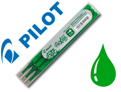 Recharge roller pilot frixion point pointe aiguille 0.3mm encre effaçable coloris vert set de 3 unités