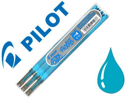 Recharge roller pilot frixion point pointe aiguille 0.3mm encre effaçable coloris turquoise set de 3 unités