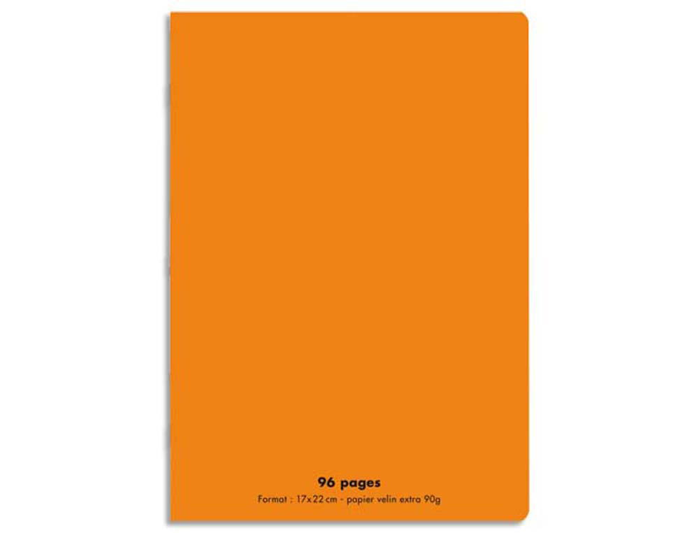 Cahier piqué conquérant classique couverture polypropylène rigide transparente a5+ 17x22cm 96 pages 90g séyès orange